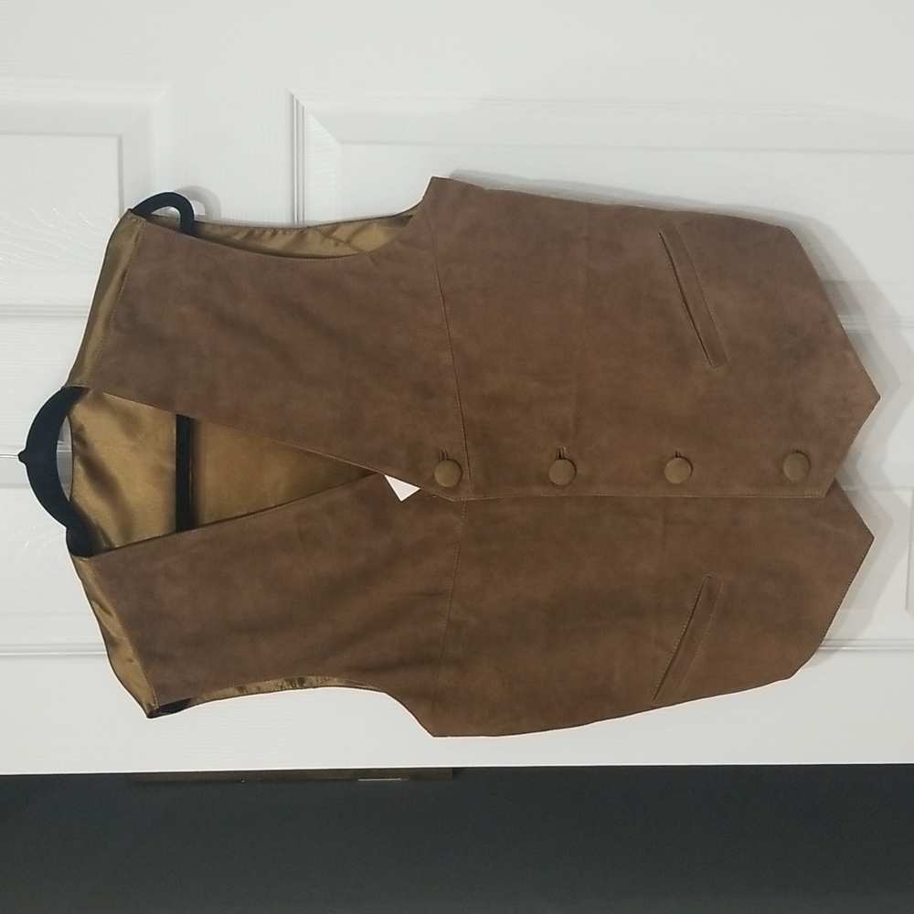 ZUHA Genuine Smooth Cognac Suede Leather Vest